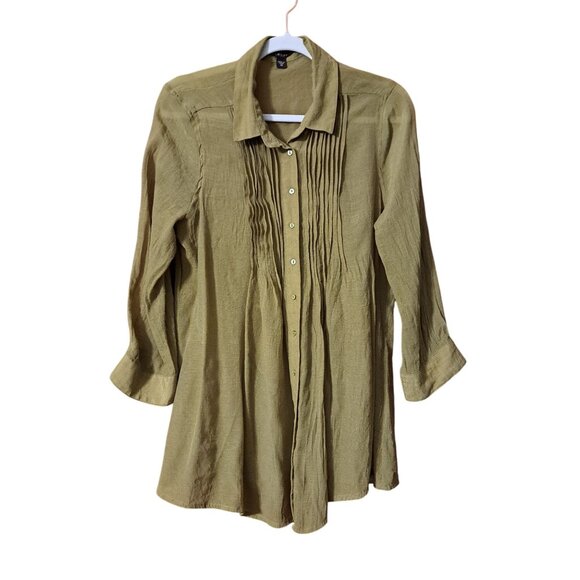 Fever shirt muted green pleated button down size M - Picture 1 of 6